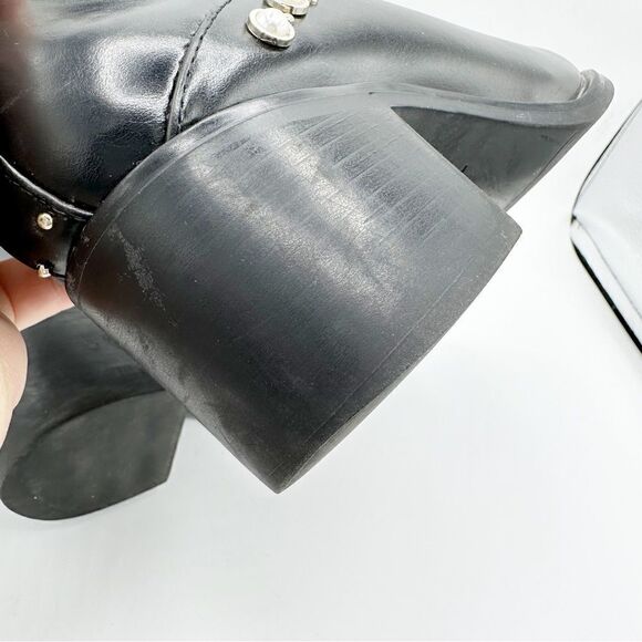 Zara Pearl and Stud Black Botin Mid‎ Heel Ankle Boots 37 US 6.5 - Picture 13 of 14